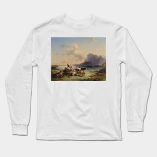 Shepherd and Cattle on the Attersee - Friedrich Gauermann Long Sleeve T-Shirt
